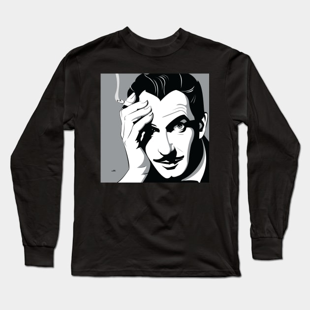 Smoking Vincent (Black and White) Long Sleeve T-Shirt by andrewcformosa